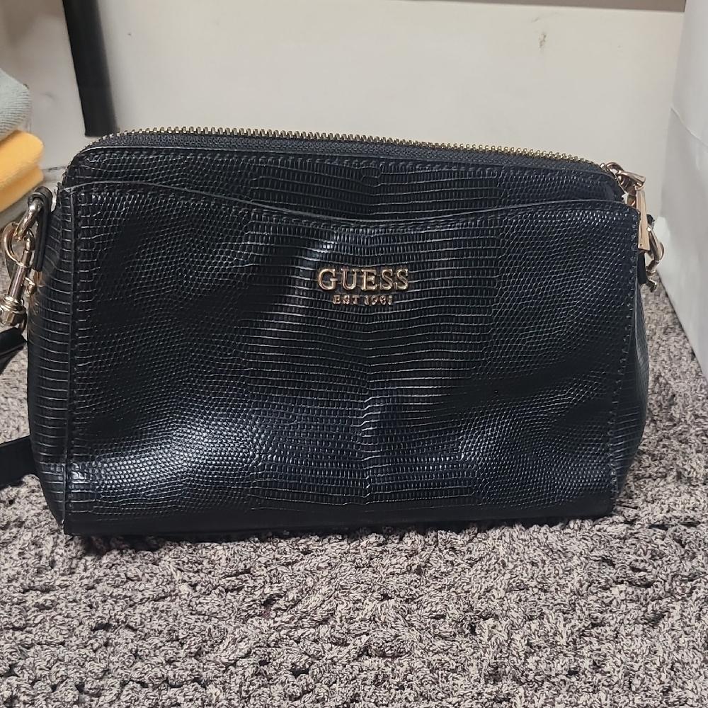 Guess Black Embossed Crossbody Bag